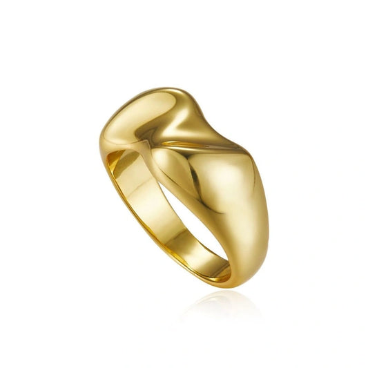 Simple Wave 18k Gold Plated Ring - BROOKE