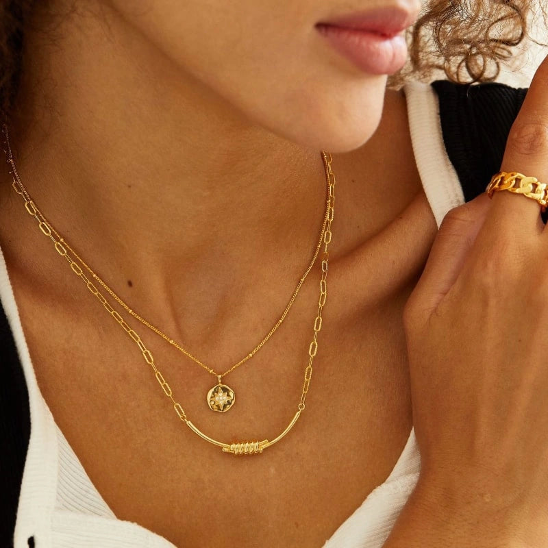 18k Gold Plated Classic Vast Star Pendant Clavicle Chain Necklace - CHAYA