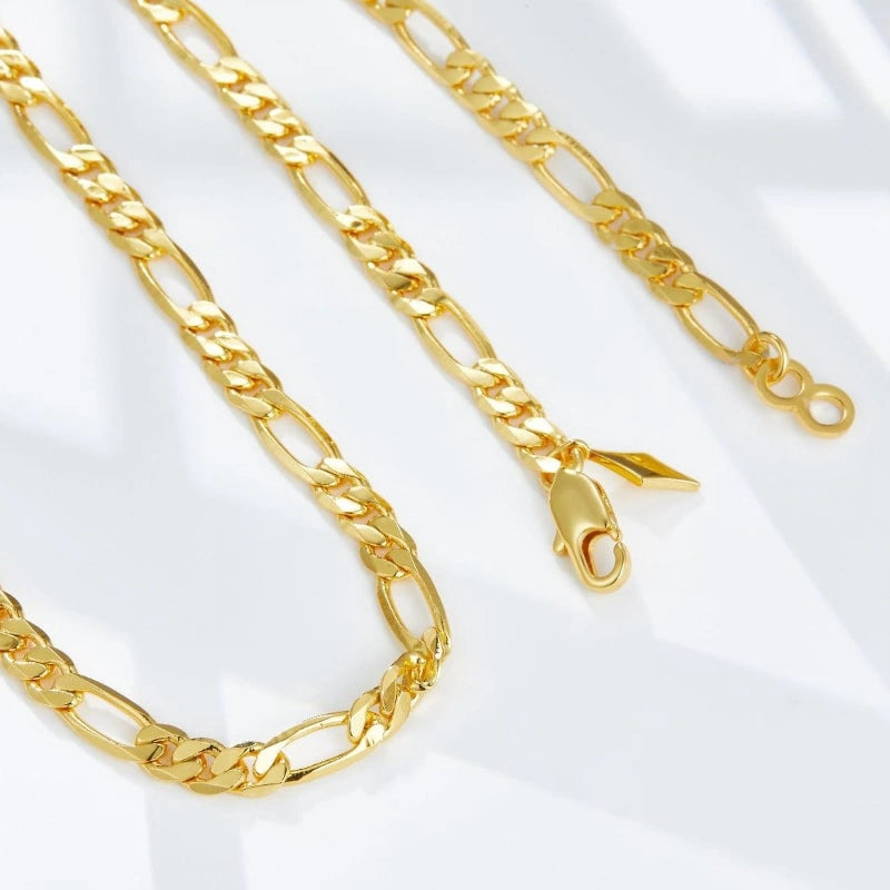 18k Gold Plated Figaro Clavicle Chain Necklace - DAISY