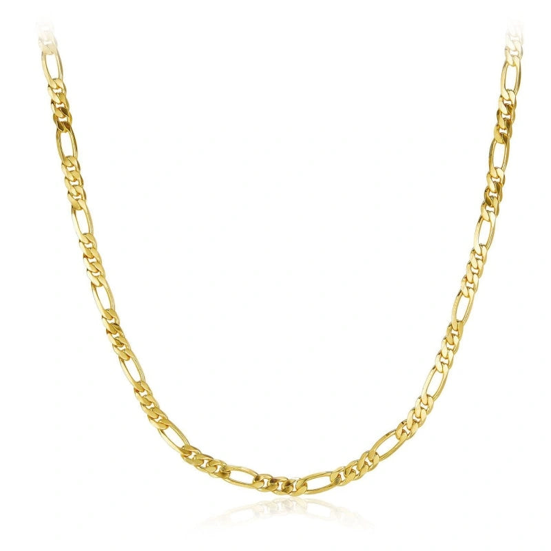 18k Gold Plated Figaro Clavicle Chain Necklace - DAISY