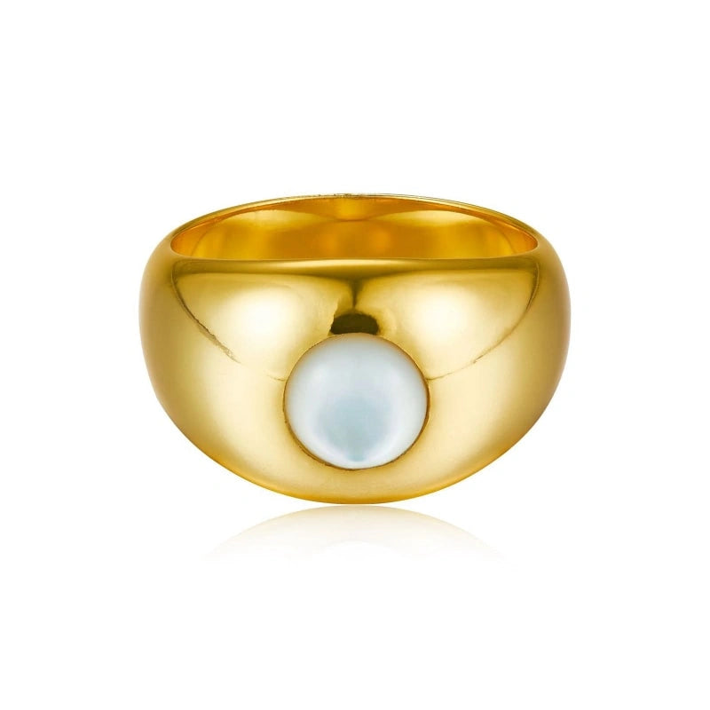 White Shell 18k Gold Plated Ring - DELANEY