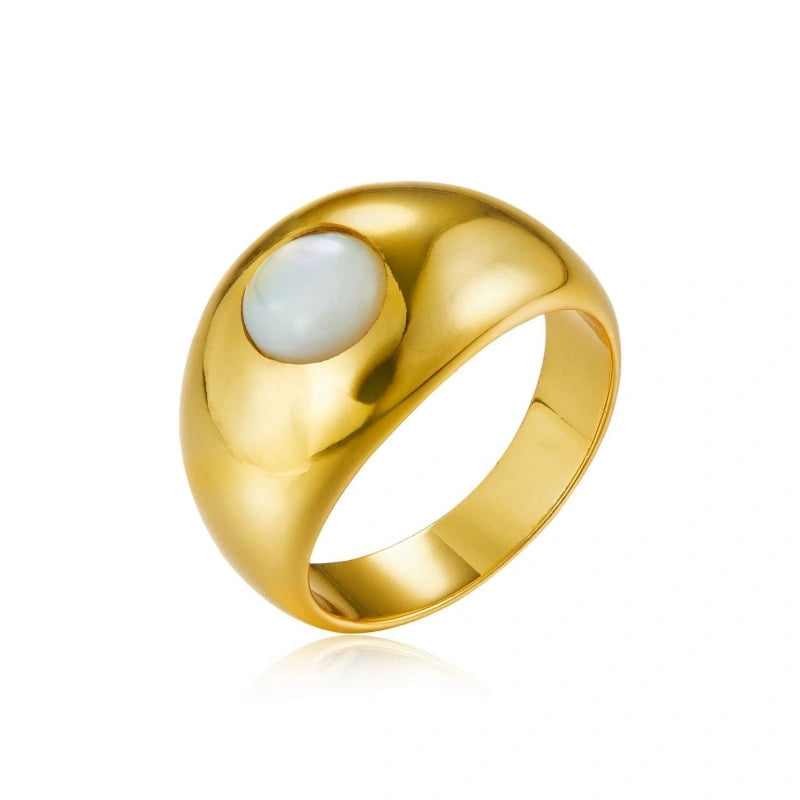 White Shell 18k Gold Plated Ring - DELANEY