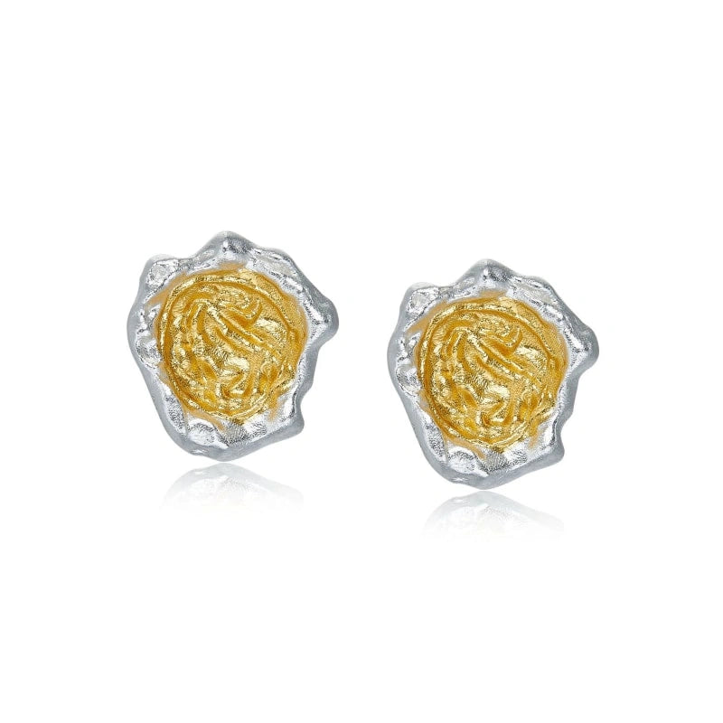 Crater Divided Colors 18k Gold-plated Earrings - DIANA