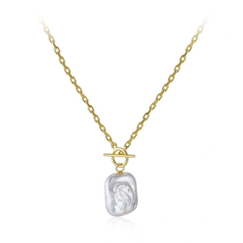 Versatile Buckley Pearl Pendant Gold Plated Sterling Silver Necklace - DULCE