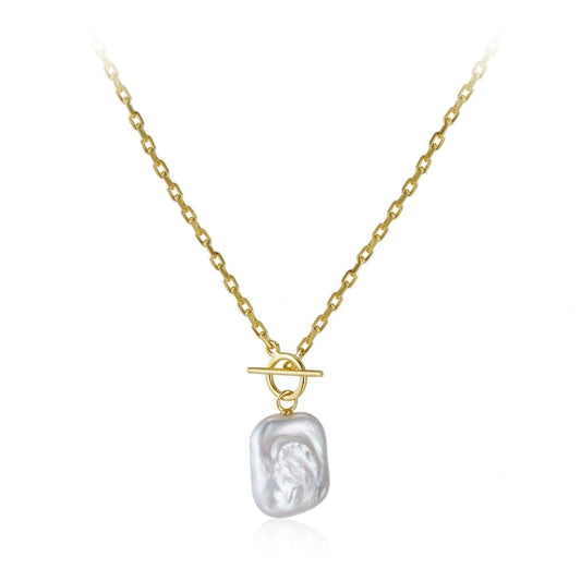 Versatile Buckley Pearl Pendant Gold Plated Sterling Silver Necklace - DULCE