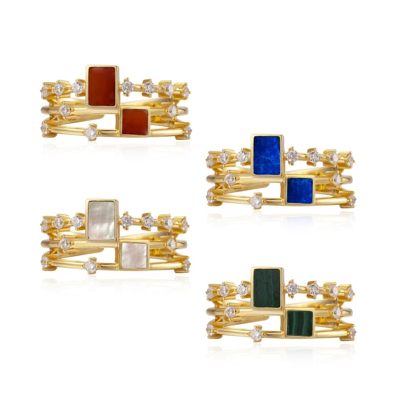 Light Luxury Four-color 18k Gold-plated Sterling Silver Ring - EDEN