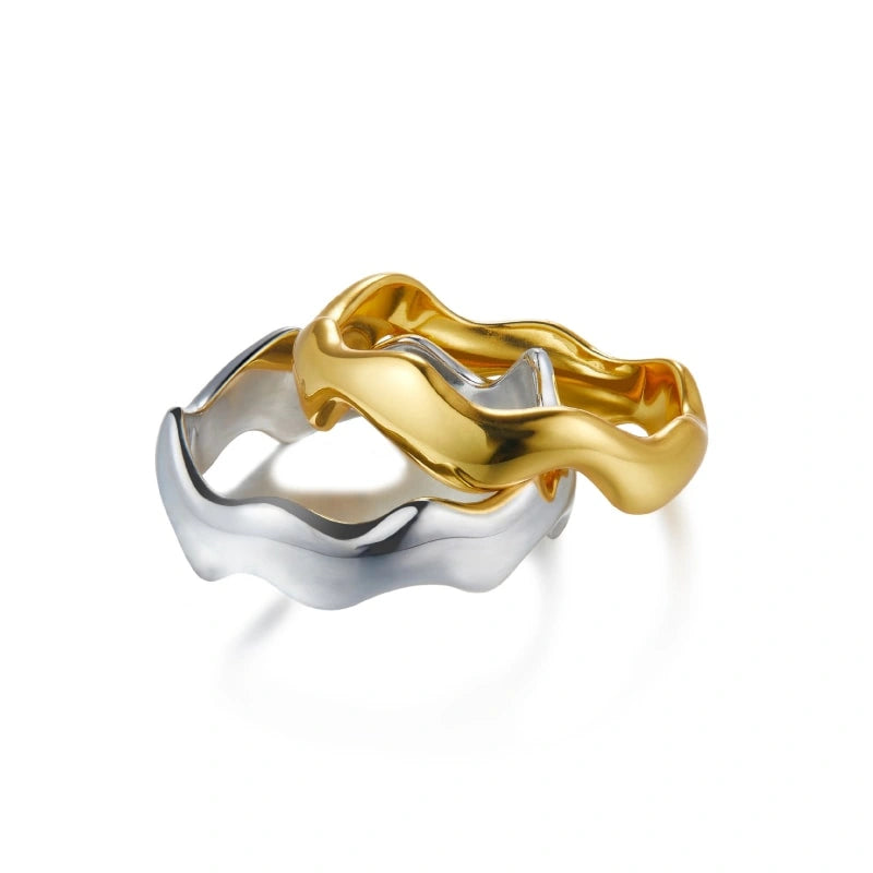 Double-Color 18k Gold-Plated Stackable Ring Set - ELAINA