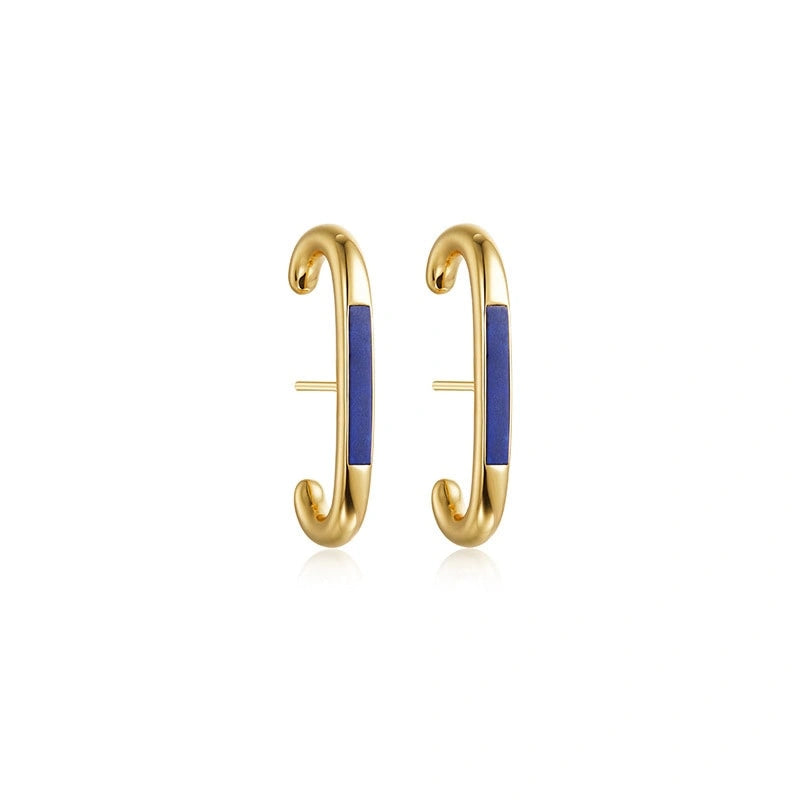 Minimalist Blue Sodalite Silver Earrings - ELEGANT