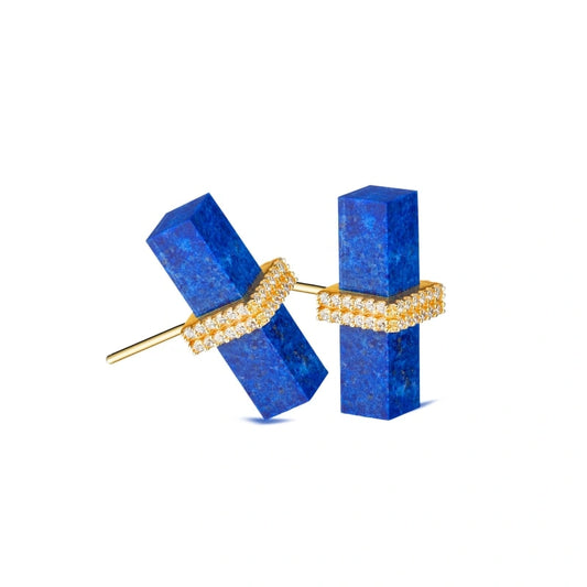 Trendy Lapis Lazuli 18k Gold Plated Earrings - ELIANA