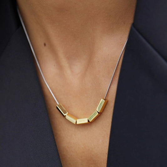 Simple Style Cuboid Gold Plated Clavicle Chain Necklace - EMMIE