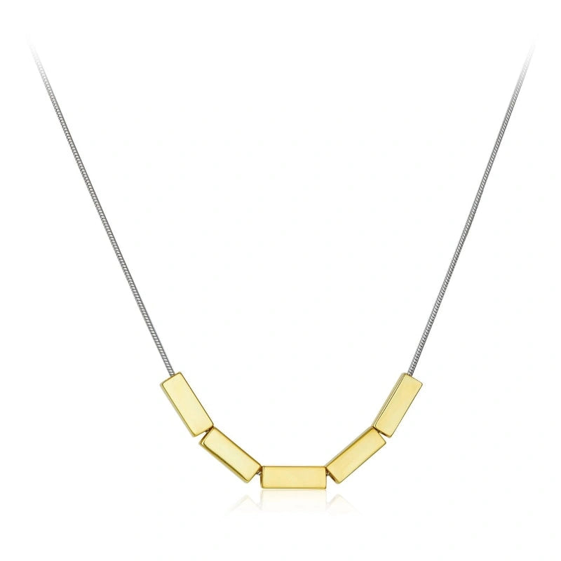 Simple Style Cuboid Gold Plated Clavicle Chain Necklace - EMMIE