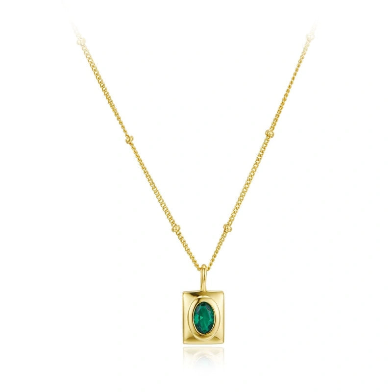 Exquisite Green Zircon Silver Gold-plated Pendant Necklace - ESMERALDA