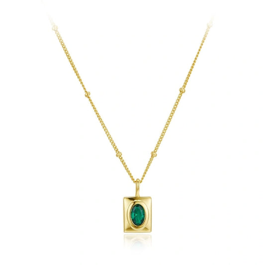 Exquisite Green Zircon Silver Gold-plated Pendant Necklace - ESMERALDA