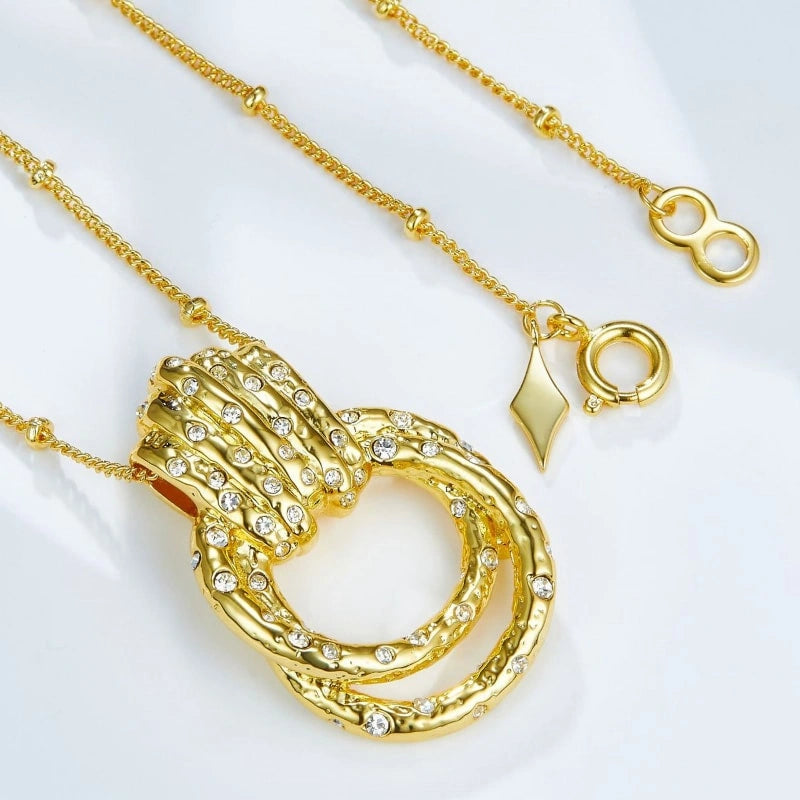 Pretty Intertwined Zircon 18k Gold Plated Pendant Necklace - ESTHER