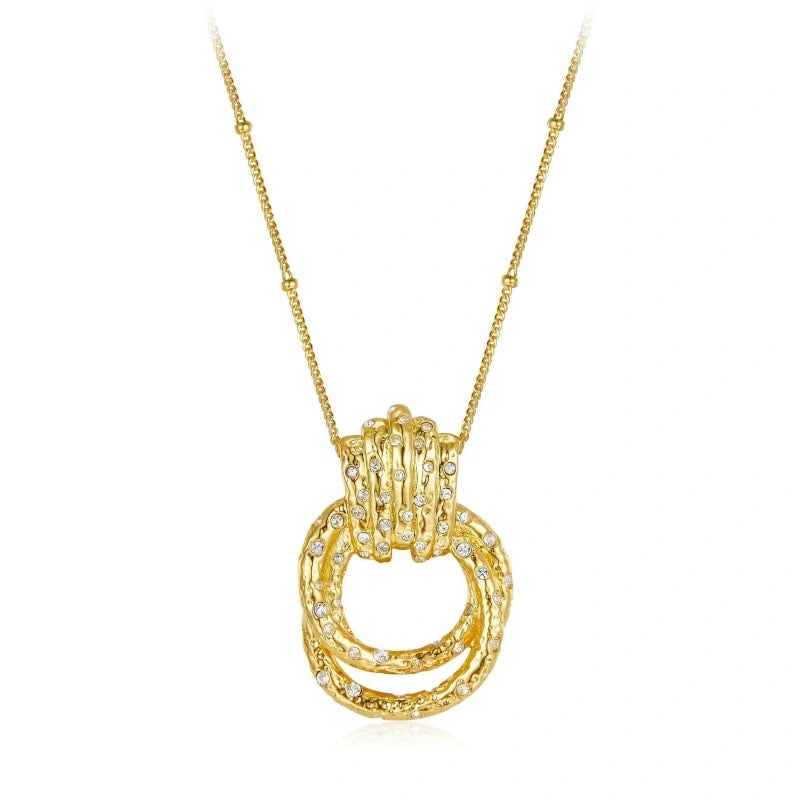 Pretty Intertwined Zircon 18k Gold Plated Pendant Necklace - ESTHER