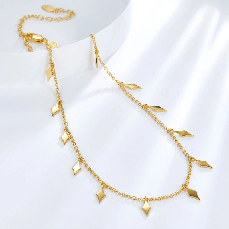 Light Luxury Diamond-shaped Collarbone Chain 18k Gold-plated Silver Necklace - ETTA