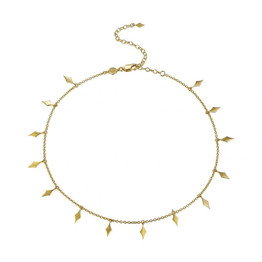 Light Luxury Diamond-shaped Collarbone Chain 18k Gold-plated Silver Necklace - ETTA