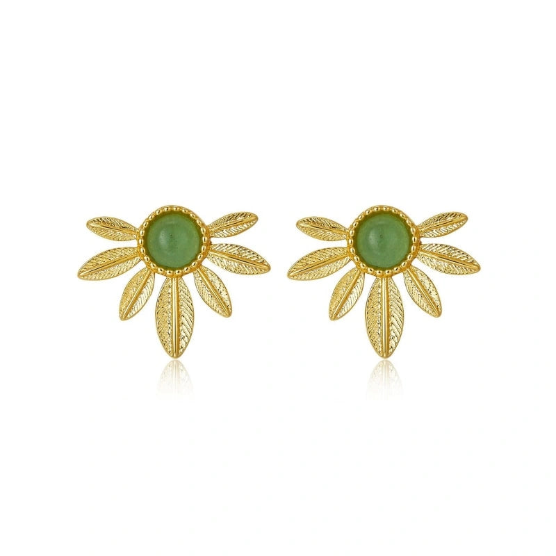 18K Gold Plated Aventurine Jade Blossoms - EVELYN