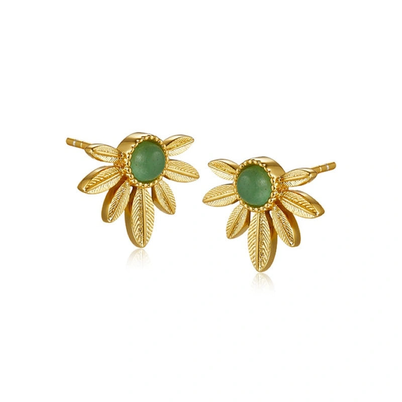 18K Gold Plated Aventurine Jade Blossoms - EVELYN