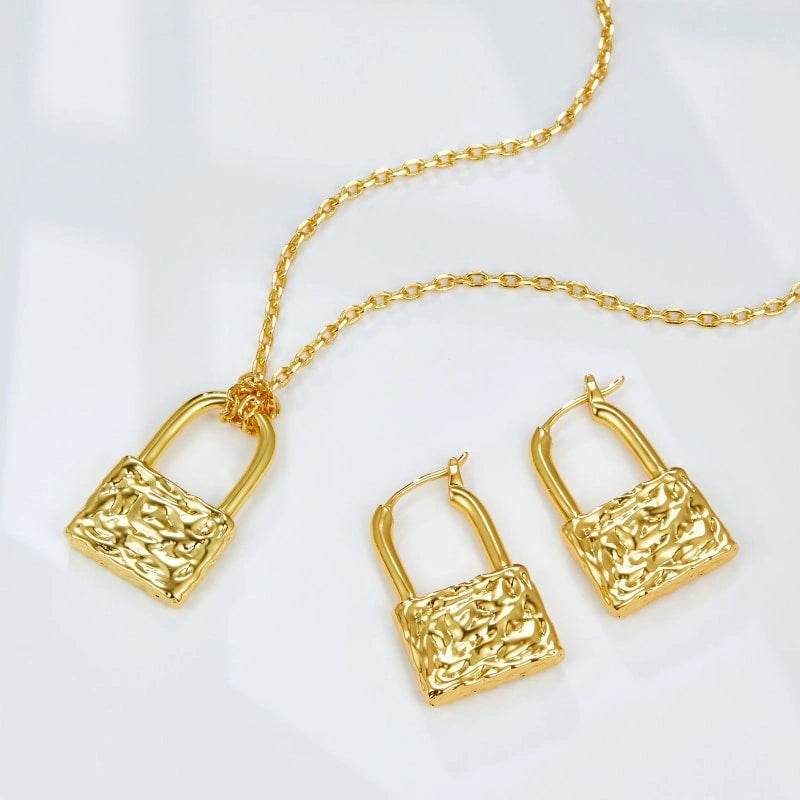 Vintage 18k Gold Plated Lock Earrings - GRACIE