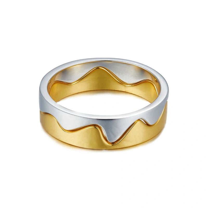 Two-Tone Stacked 18k Gold-Plated Ring - HANA