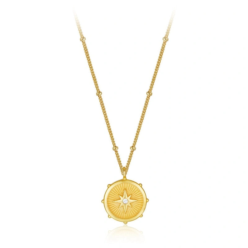 Classical Starlight Pure Silver Plated Gold Pendant Necklace - IRENE