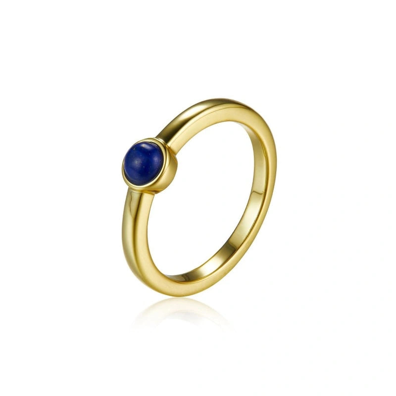 Simple Lapis Lazuli 18k Gold Plated 925 Silver Ring - LRIS