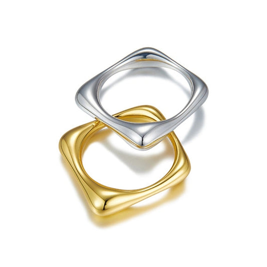 Simple Square-Shaped 18k Gold-Plated Ring - JANE