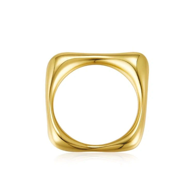 Simple Square-Shaped 18k Gold-Plated Ring - JANE