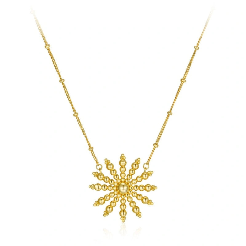 18k Gold Plated Bead-Flower Pendant Necklace - JASMINE