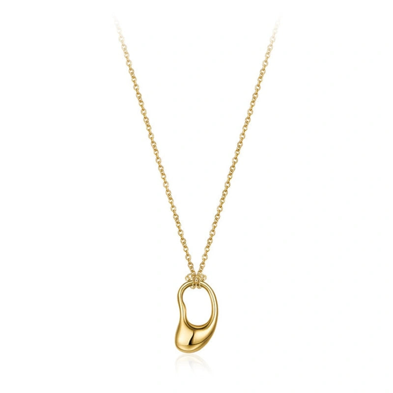 Pea Gold Plated Sterling Silver Pendant Clavicle Chain Necklace - JAYLANI