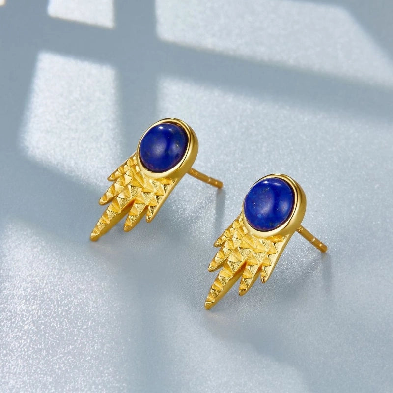 Lapis Lazuli Gold Plated Sterling Silver Earrings - JESSIE