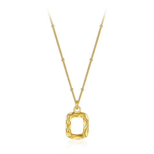 Artwork Square 18k Gold Plated Pendant Clavicle Chain Necklace - JOHANNA