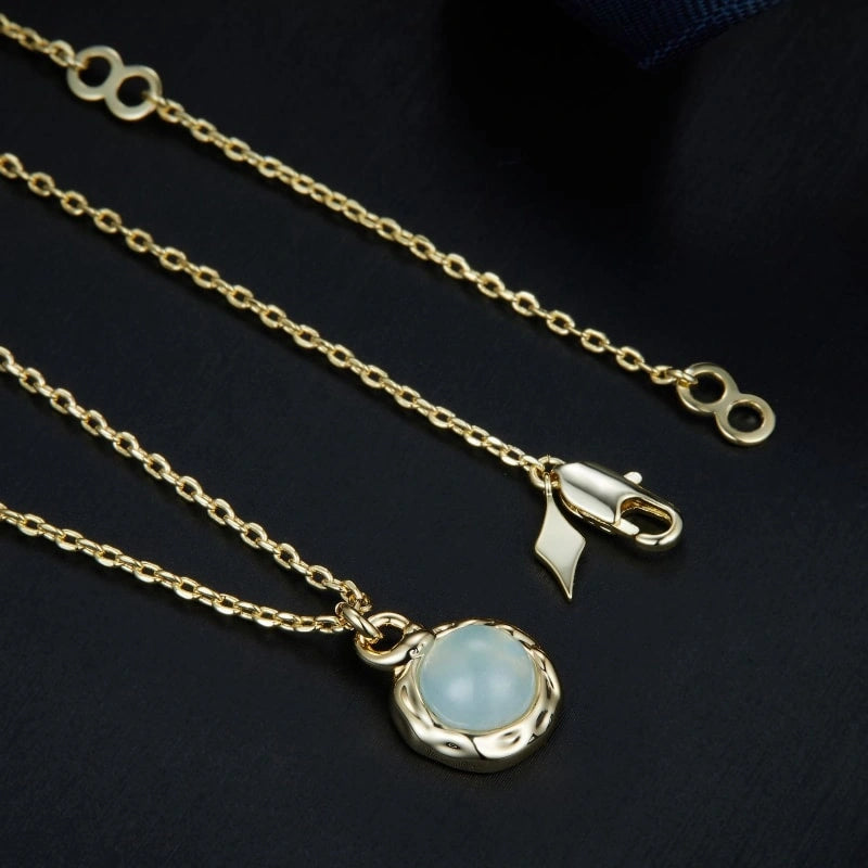 14k Gold-plated Natural Aquamarine Pendant Necklace - JOSIE