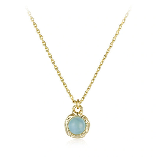 14k Gold-plated Natural Aquamarine Pendant Necklace - JOSIE