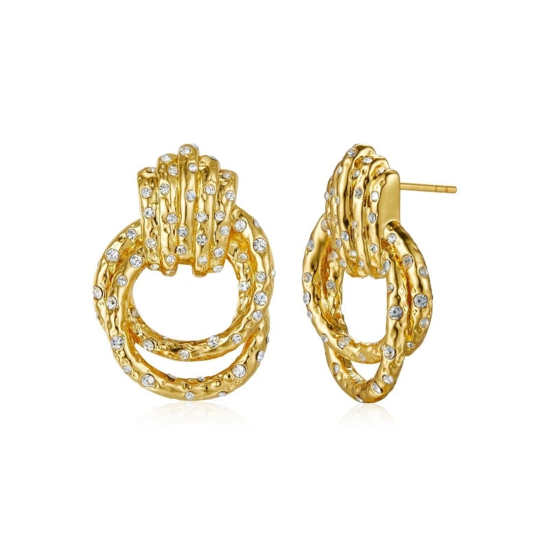 Entwined Czech Crystal 18k Gold Plated Earrings - JOURNEE