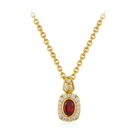 Exquisite Garnet Zircon 18k Gold Plated Pendant Clavicle Chain Necklace - JULISSA