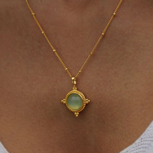 Vintage Natural Aquamarine 18k Gold Plated Pendant Necklace - KATHERINE