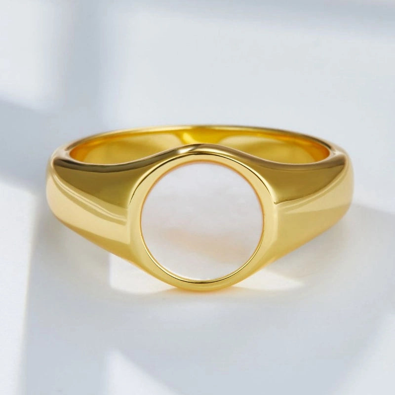 White Shell 18k Gold Plated Ring - KAYLA