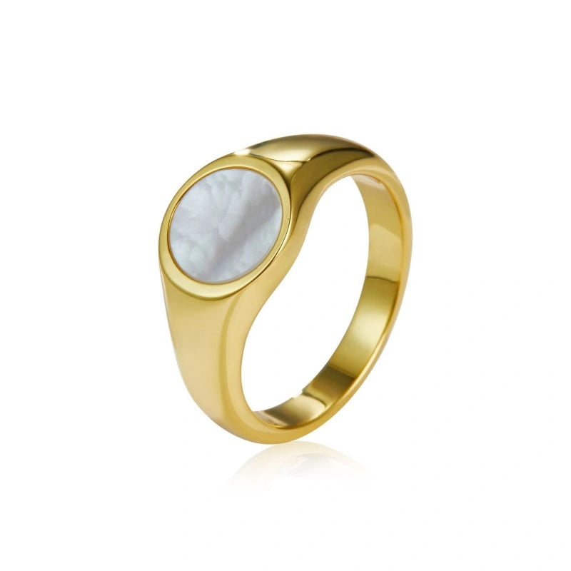 White Shell 18k Gold Plated Ring - KAYLA