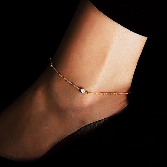 Gold minimalist thin anklet - KIRA