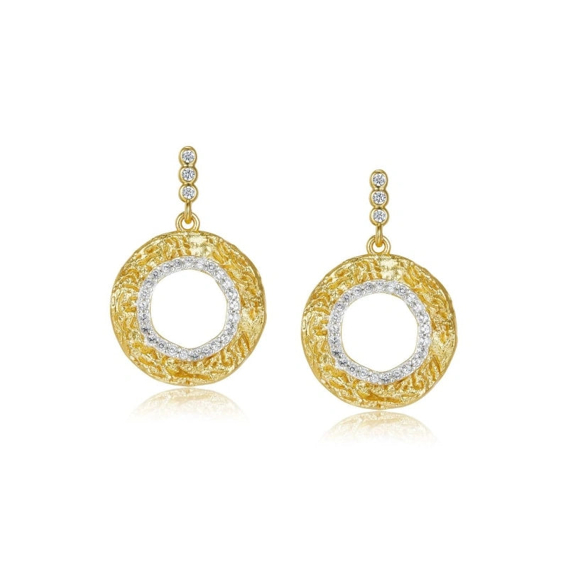 Topaz Inlaid Classical 18K Gold-Plated Earrings - KIRAN