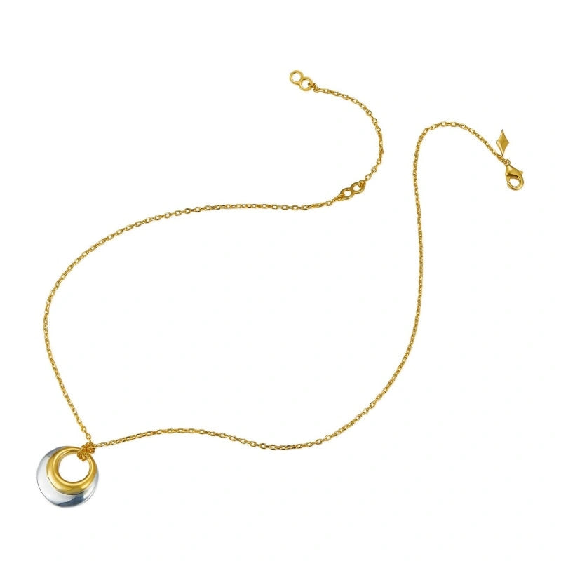 Double Circle Gold and Silver Two-tone Plated Pendant Necklace - KYLIE