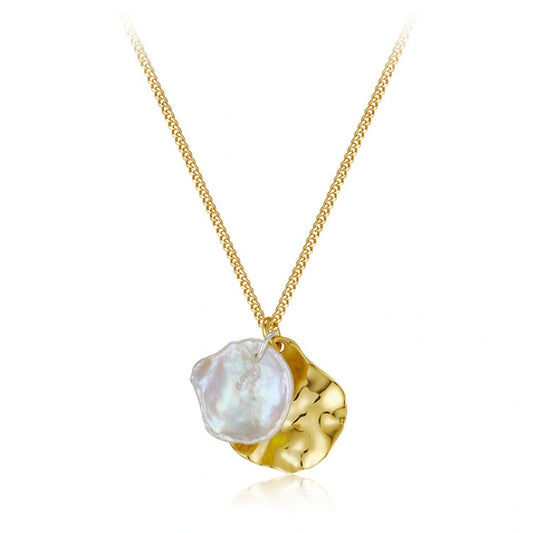 Unique Baroque Pearl Combination Gold Plated Pendant Necklace - LAYLA