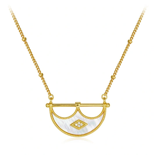 Elegant and Unique Shell Embellished Gold Plated Pendant Necklace - LEAH