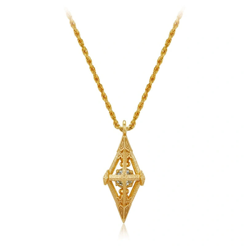 Gold-plated Openwork Topaz Pendant Necklace - LEANNA