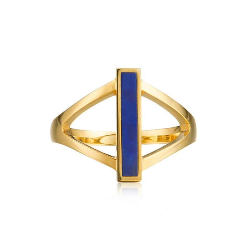 Vintage Lapis Lazuli 18k Gold Plated Sterling Silver Ring - LILIANA