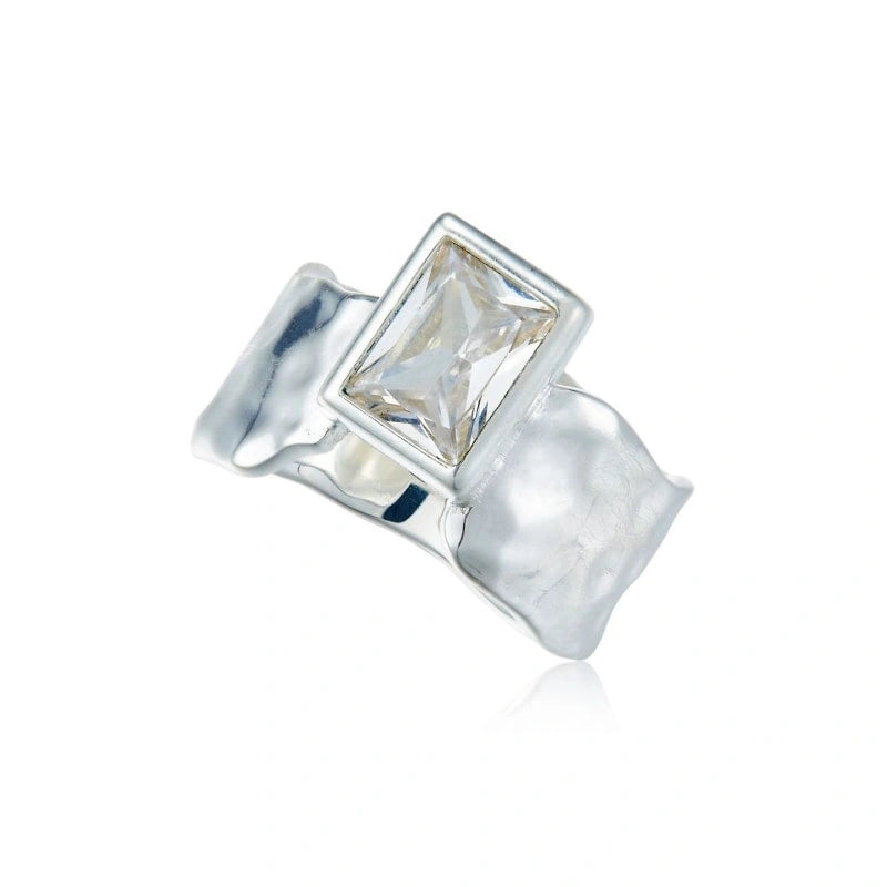 Vintage Zircon Bright Silver Plated Ring - LILITH