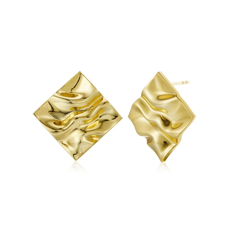 Square Wave 18k Gold Plated Earrings - LILLY