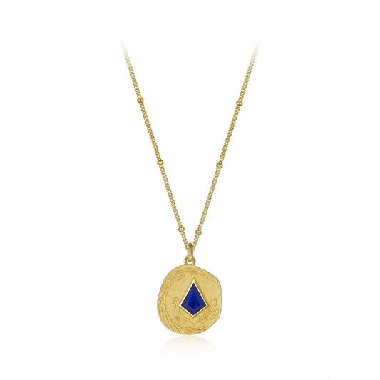 Natural lapis lazuli inlaid gold-plated pendant necklace - LOYALTY